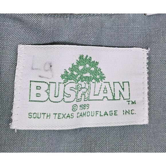 Vintage Bushlan Short Sleeve Button-Up Shirt USA Green Cotton Pockets Logo Men L - Picture 3 of 8